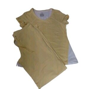 Danskin Now Yellow Activewear Set L Top M Pants V-Neck Mesh Side Lounge 2PC